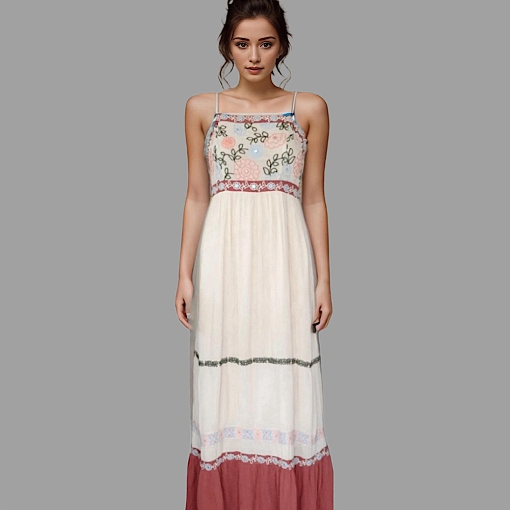 Altar'd State - Cream and Pink Maxi Dress